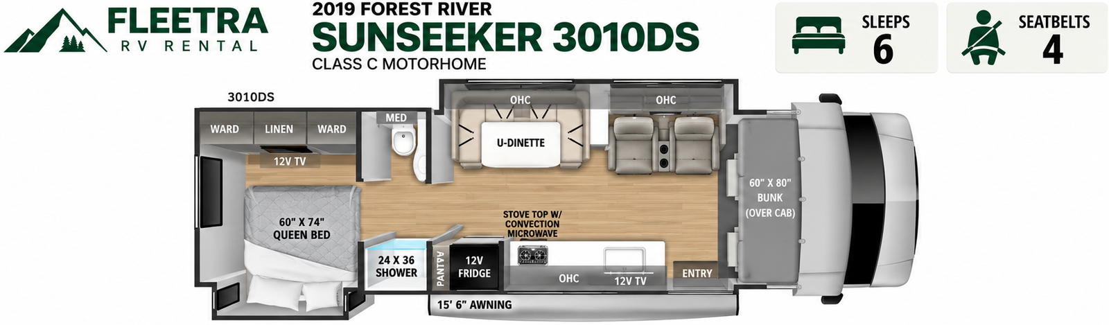 2019 Forest River Sunseeker 3010DS floor plan